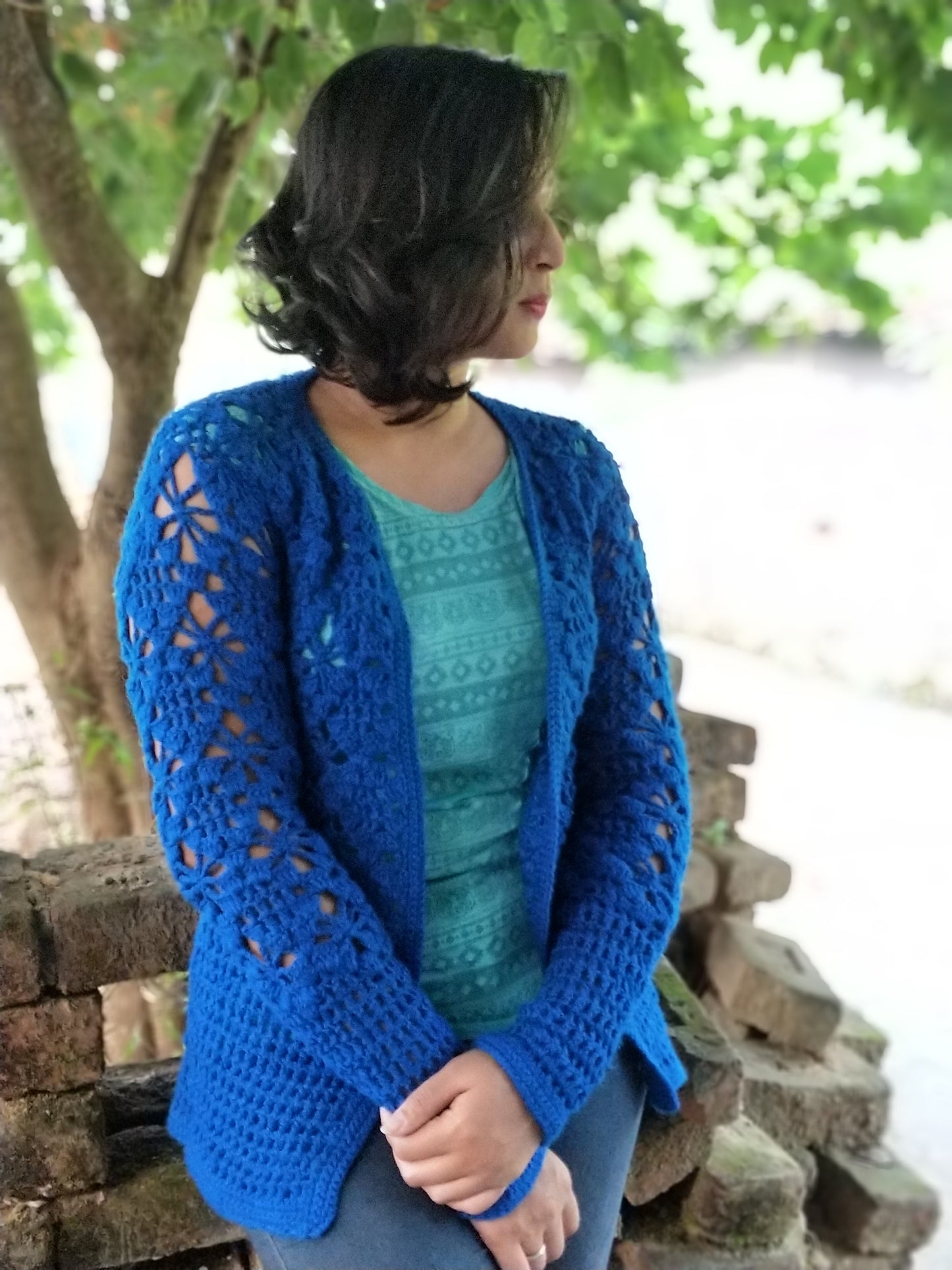 Hand Knitted Woollen Open Design Cardigan