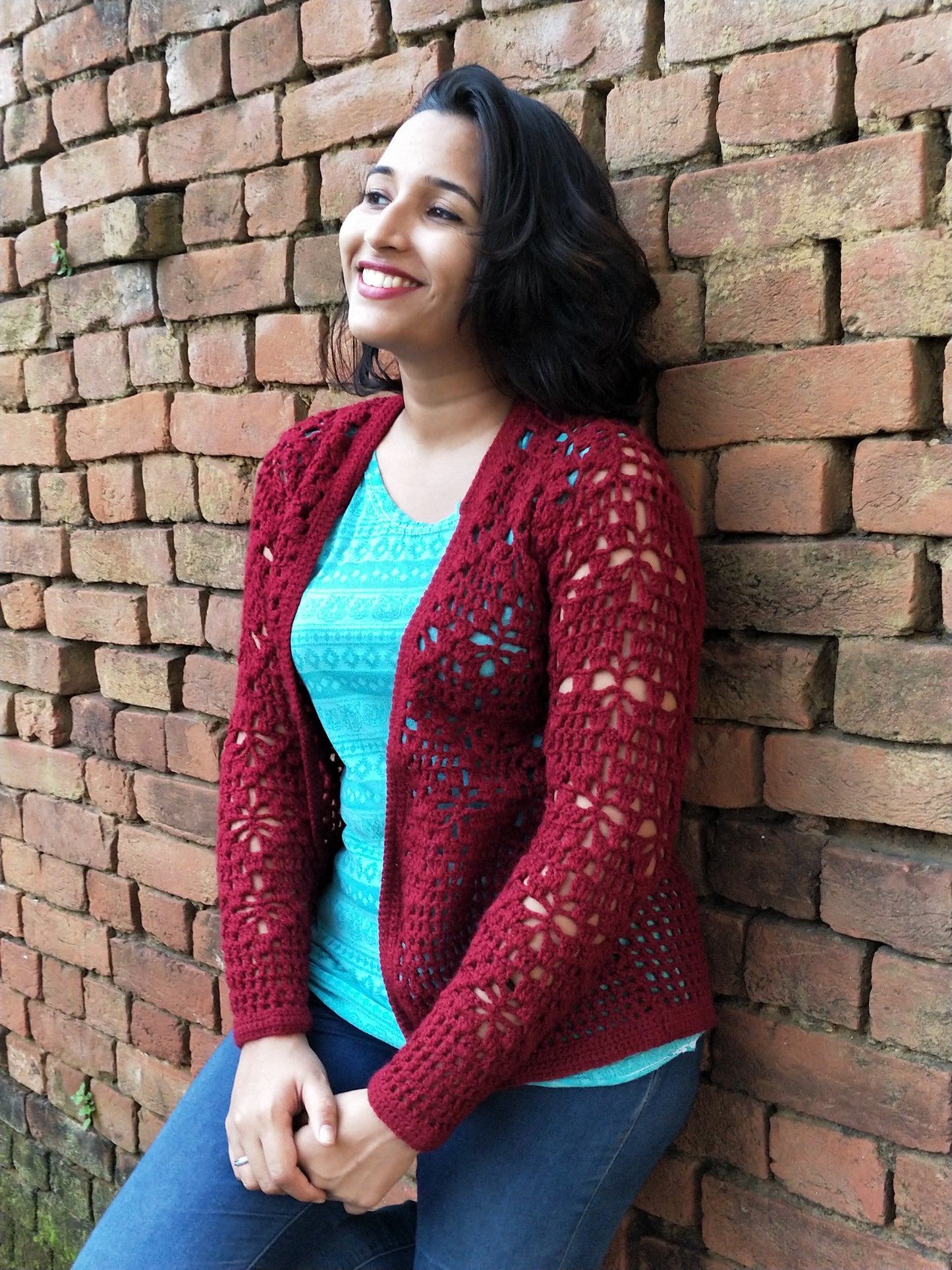 Hand Knitted Woollen Open Design Cardigan