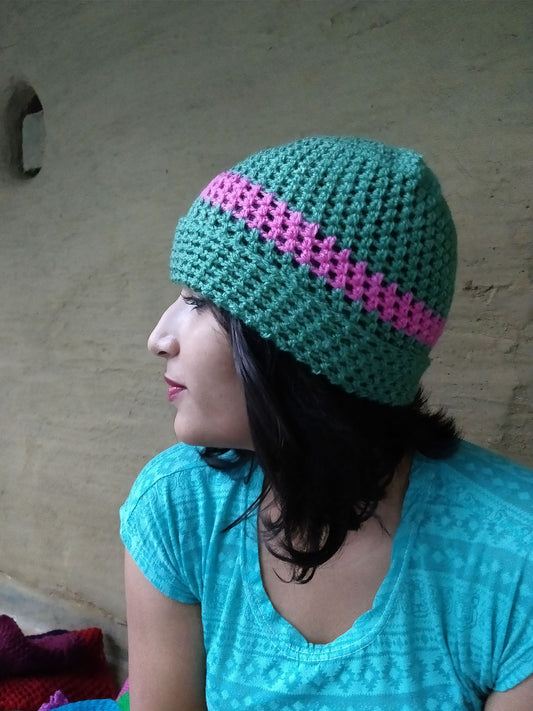 Hand Knitted Woollen Striped Cap