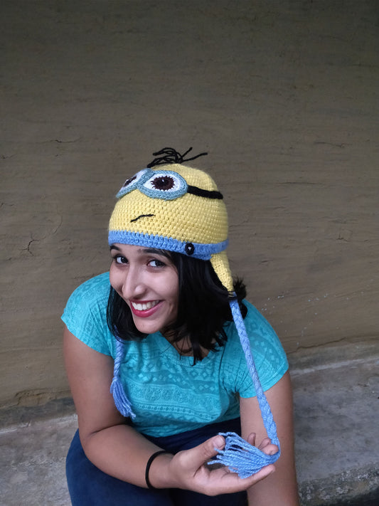 Hand Knitted Woollen Minion Caps