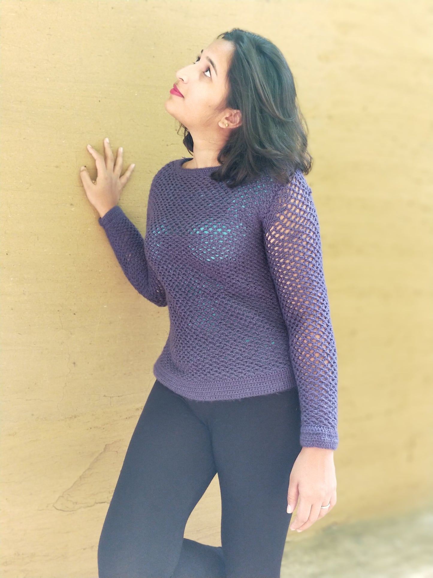 Hand Knitted Woollen Sweater- Teal