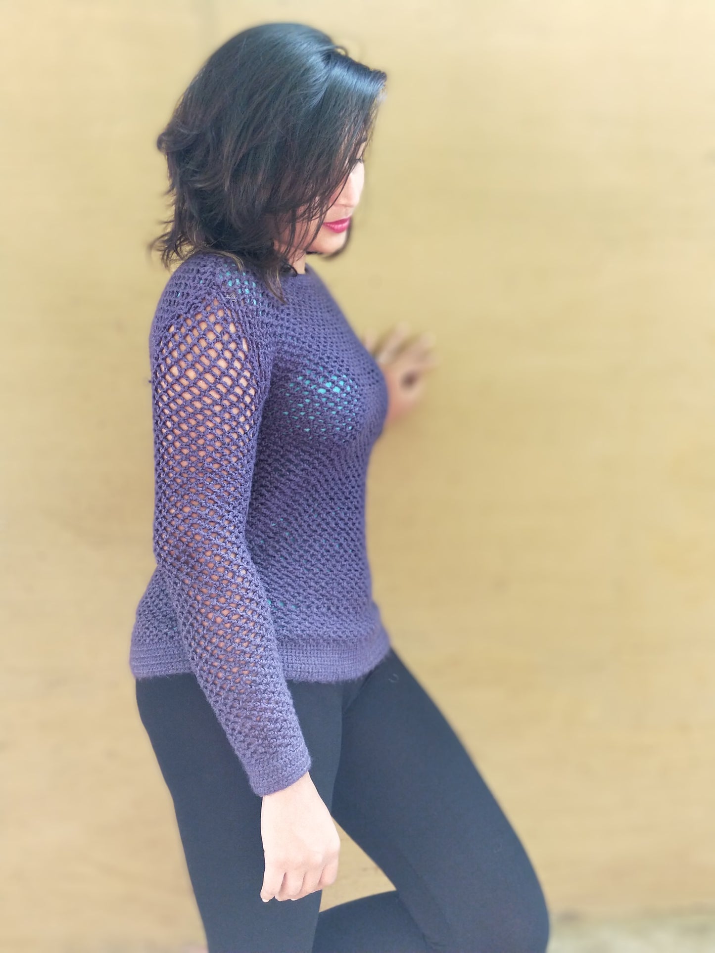 Hand Knitted Woollen Sweater- Teal