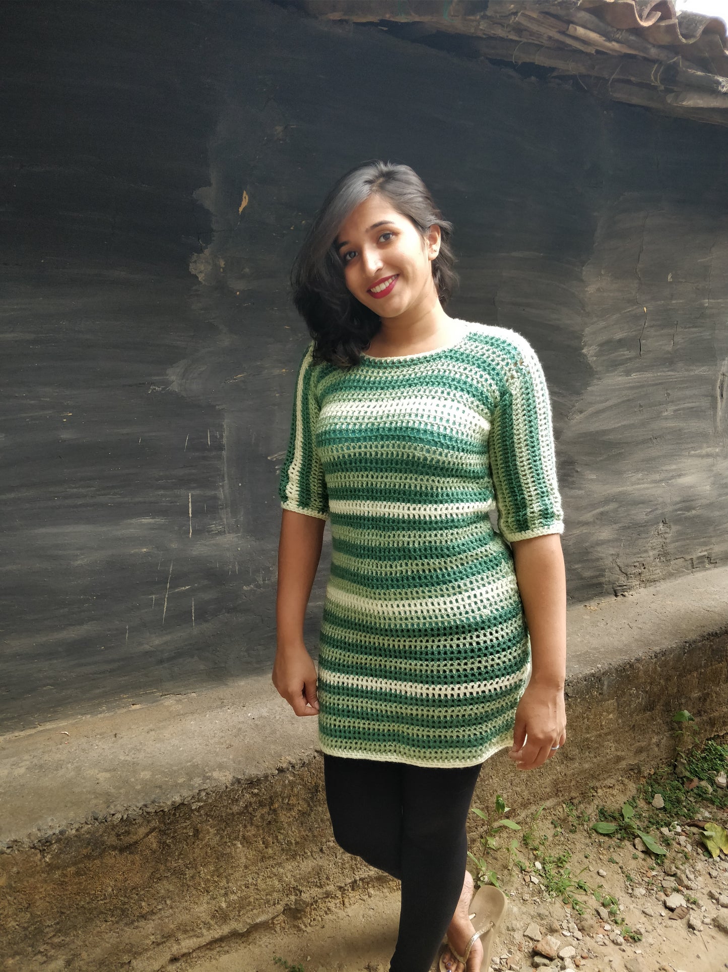 Hand Knitted Woollen Striped Sweater