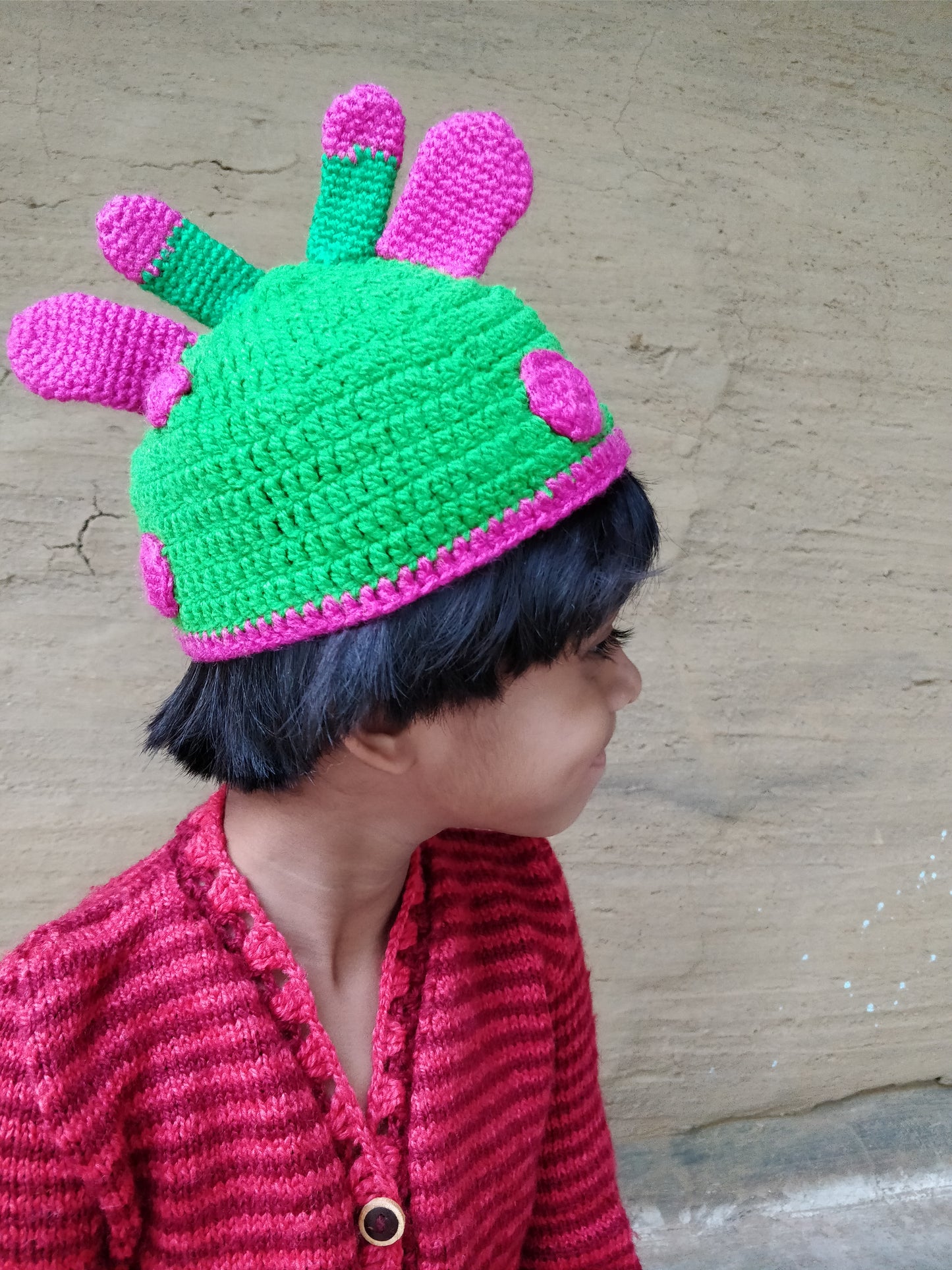 Hand Knitted Woollen Caps- Green