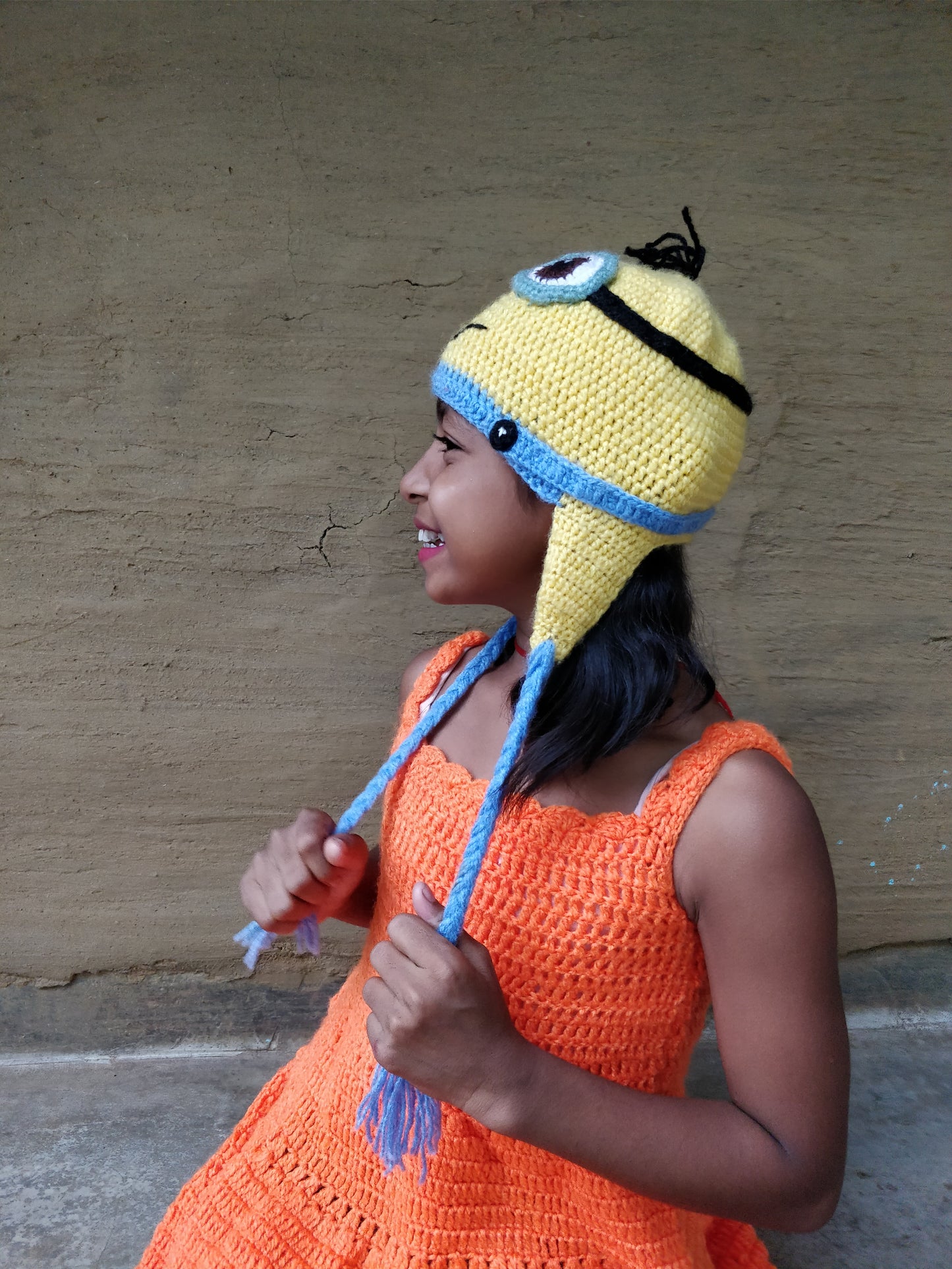 Hand Knitted Woollen Caps- Minion