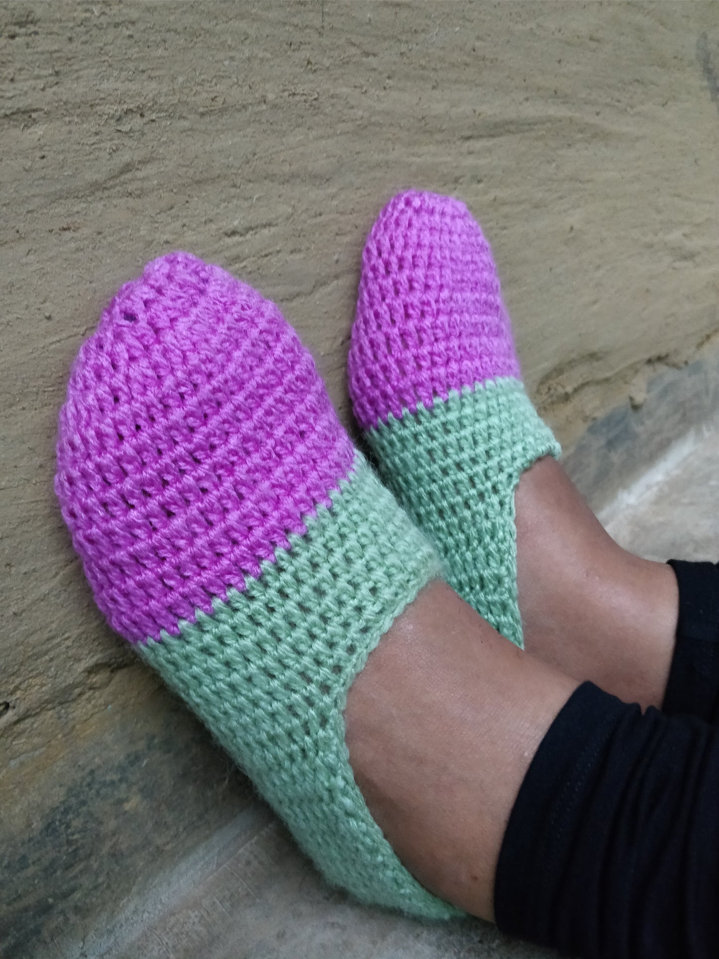 Hand Knitted Woollen Dual Coloured Socks