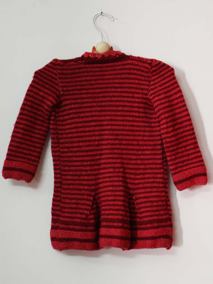 Hand Knitted Baby Woollen Sweater- Mehroon