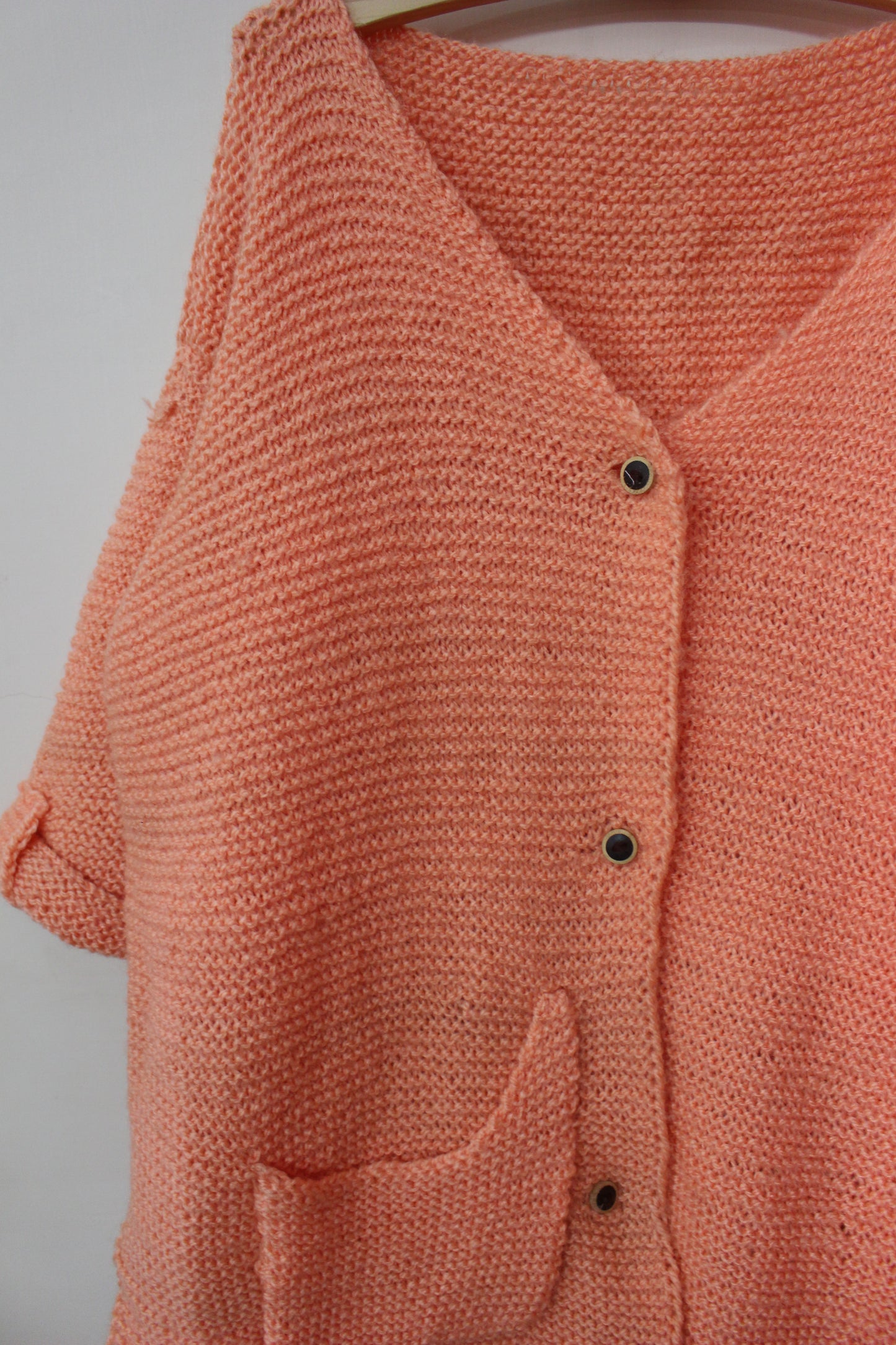 Hand Knitted Woollen Buttoned V-Neck Sweater