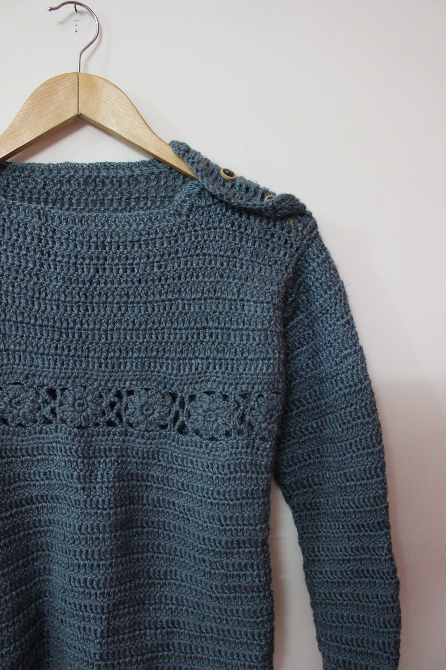 Hand Knitted Woollen Flower Sweater