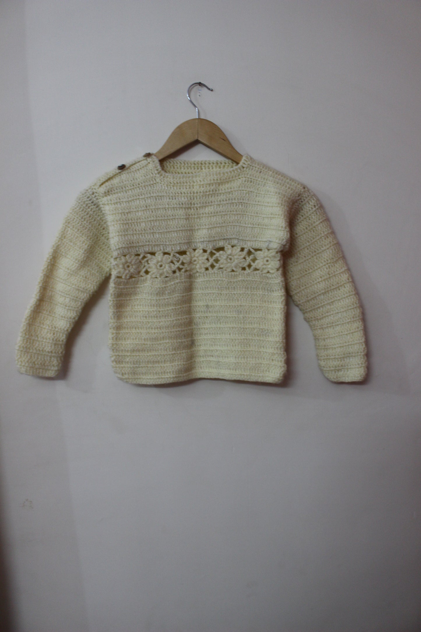 Hand Knitted Woollen Flower Sweater