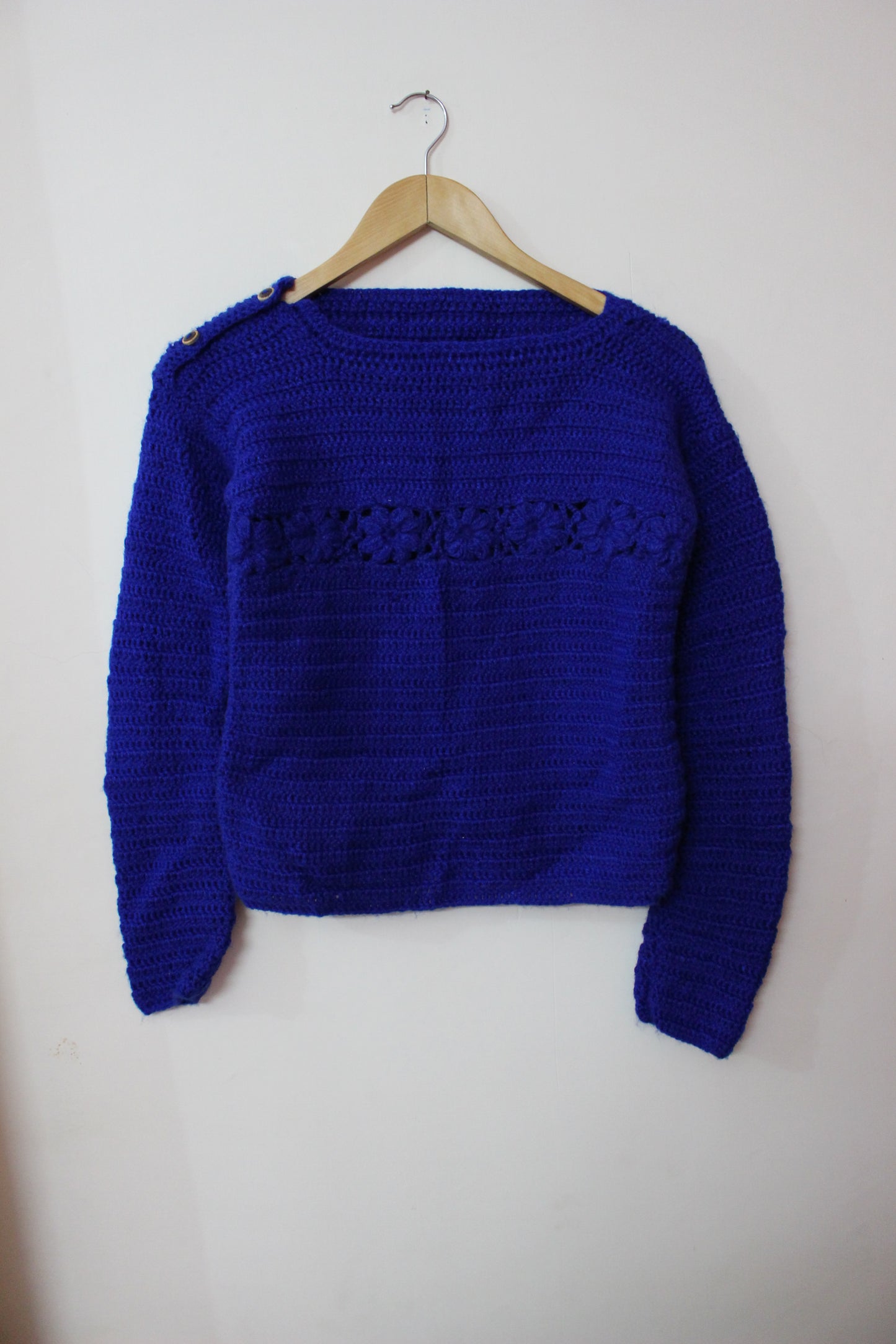 Hand Knitted Woollen Flower Sweater