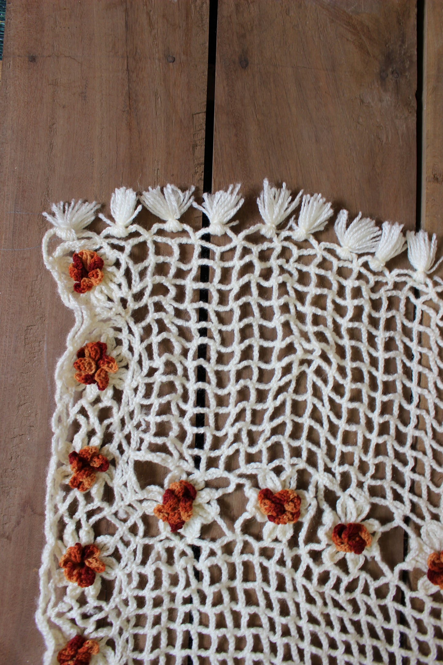 Hand Knitted Woollen Scarf- Cream