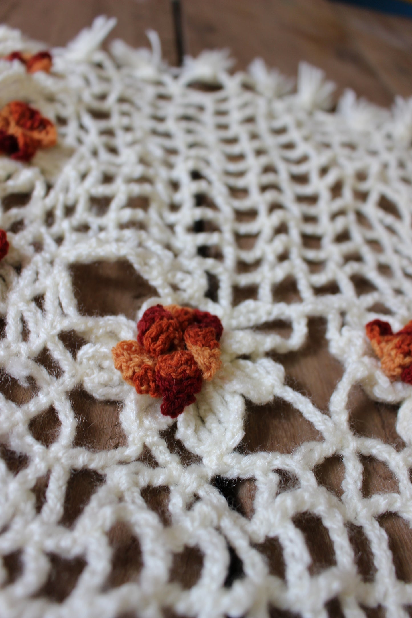 Hand Knitted Woollen Scarf- Cream