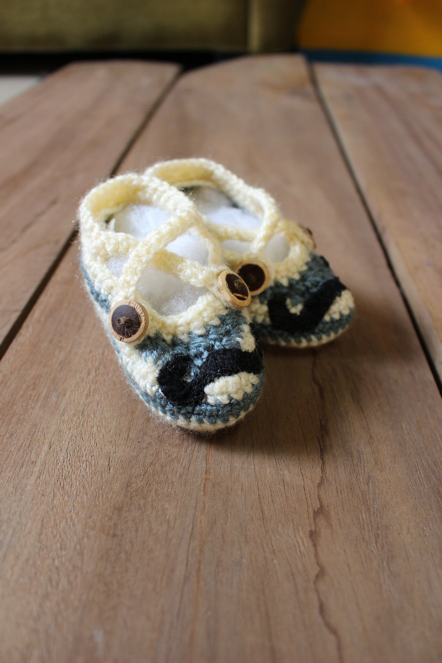 Hand Knitted Woollen Kids Shoes- Bluey