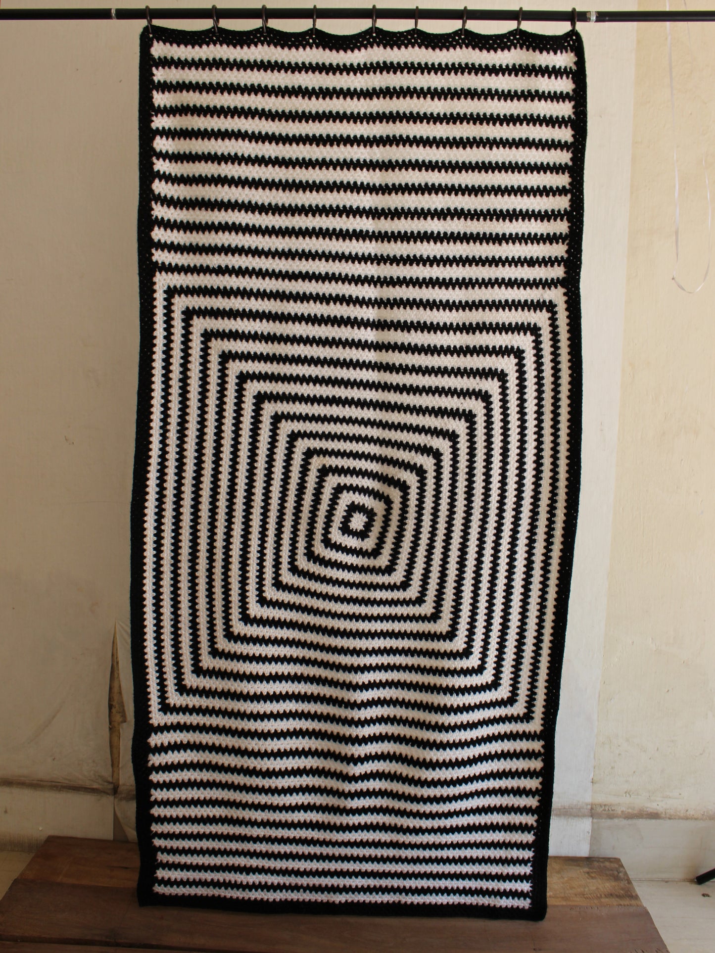 Hand Knitted Woollen Throws- Black & White