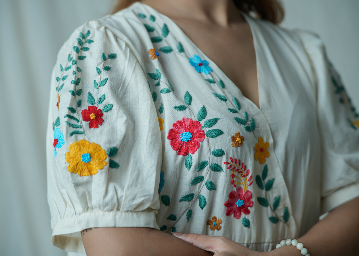 Petal Poetry | Hand Embroidered Dress