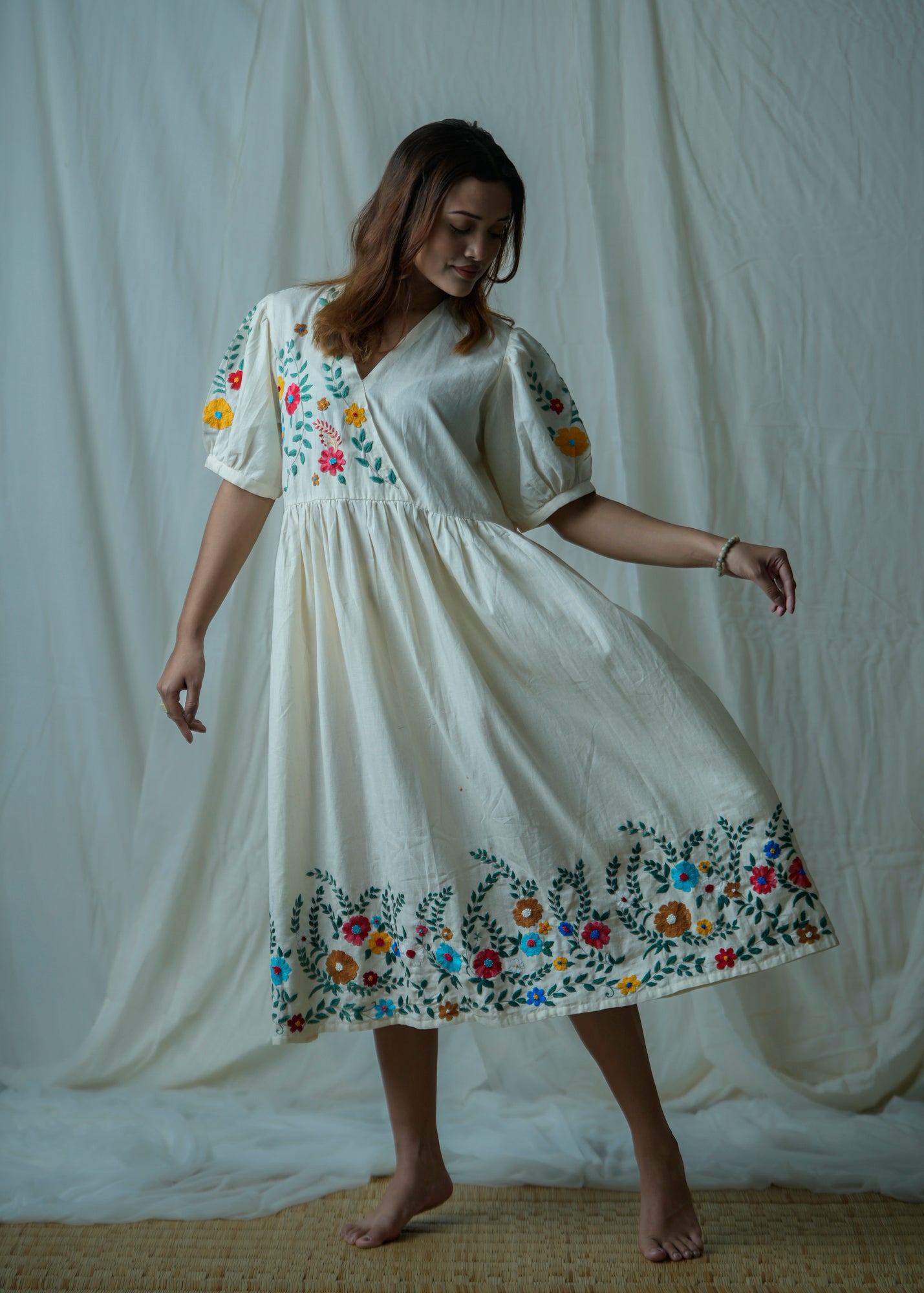 Petal Poetry | Hand Embroidered Dress