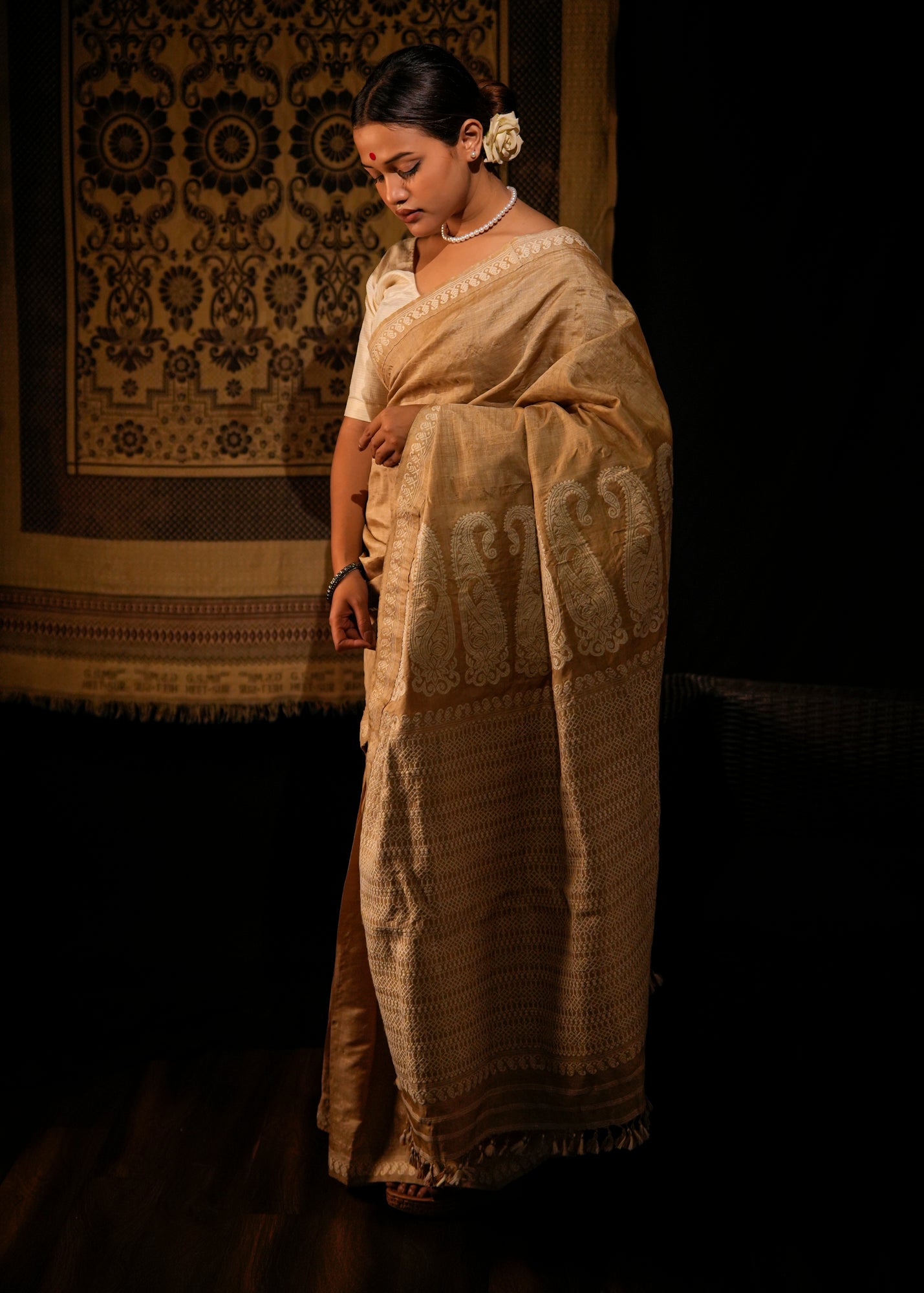 Paro | Golden Muga Silk Saree