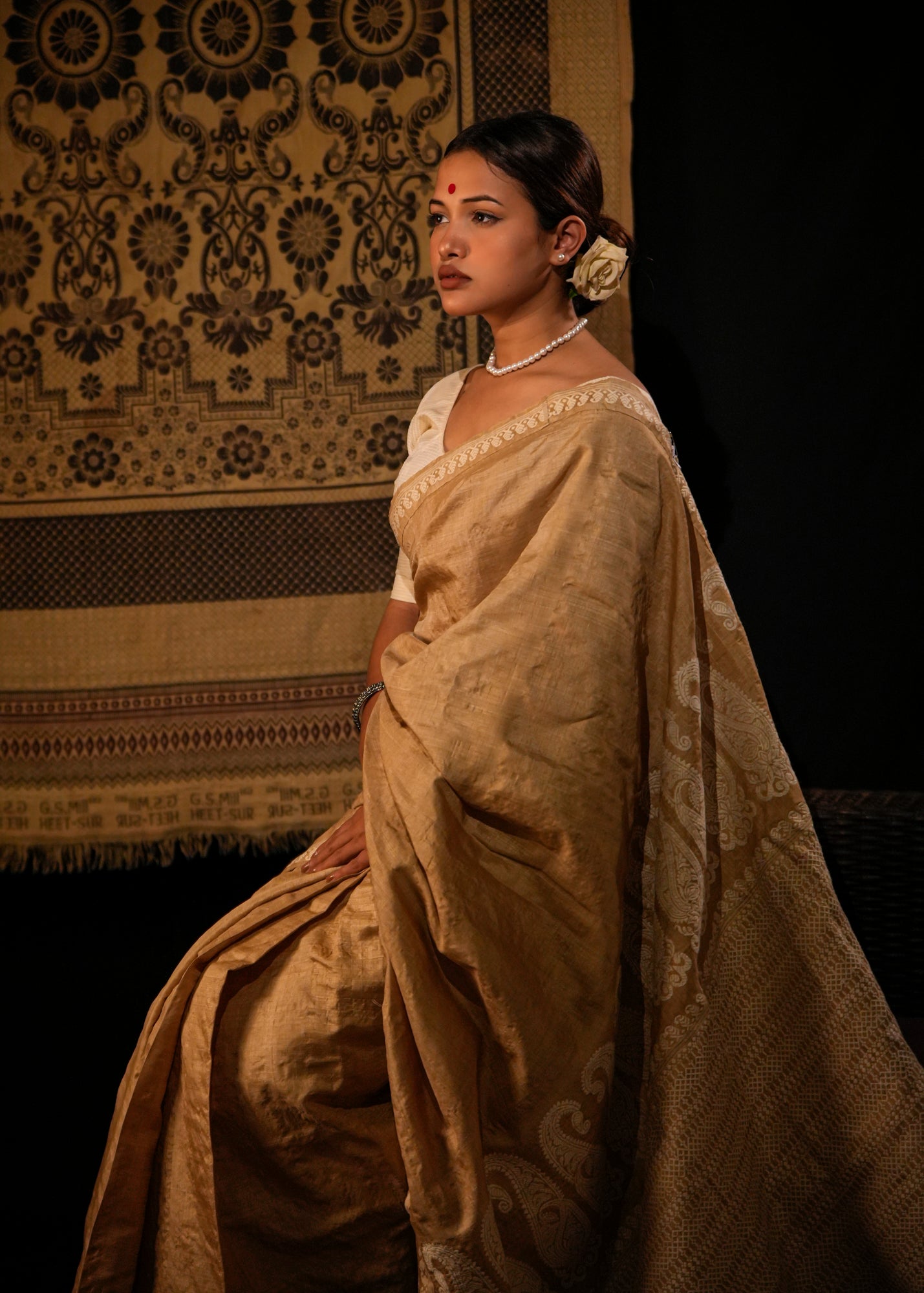 Paro | Golden Muga Silk Saree