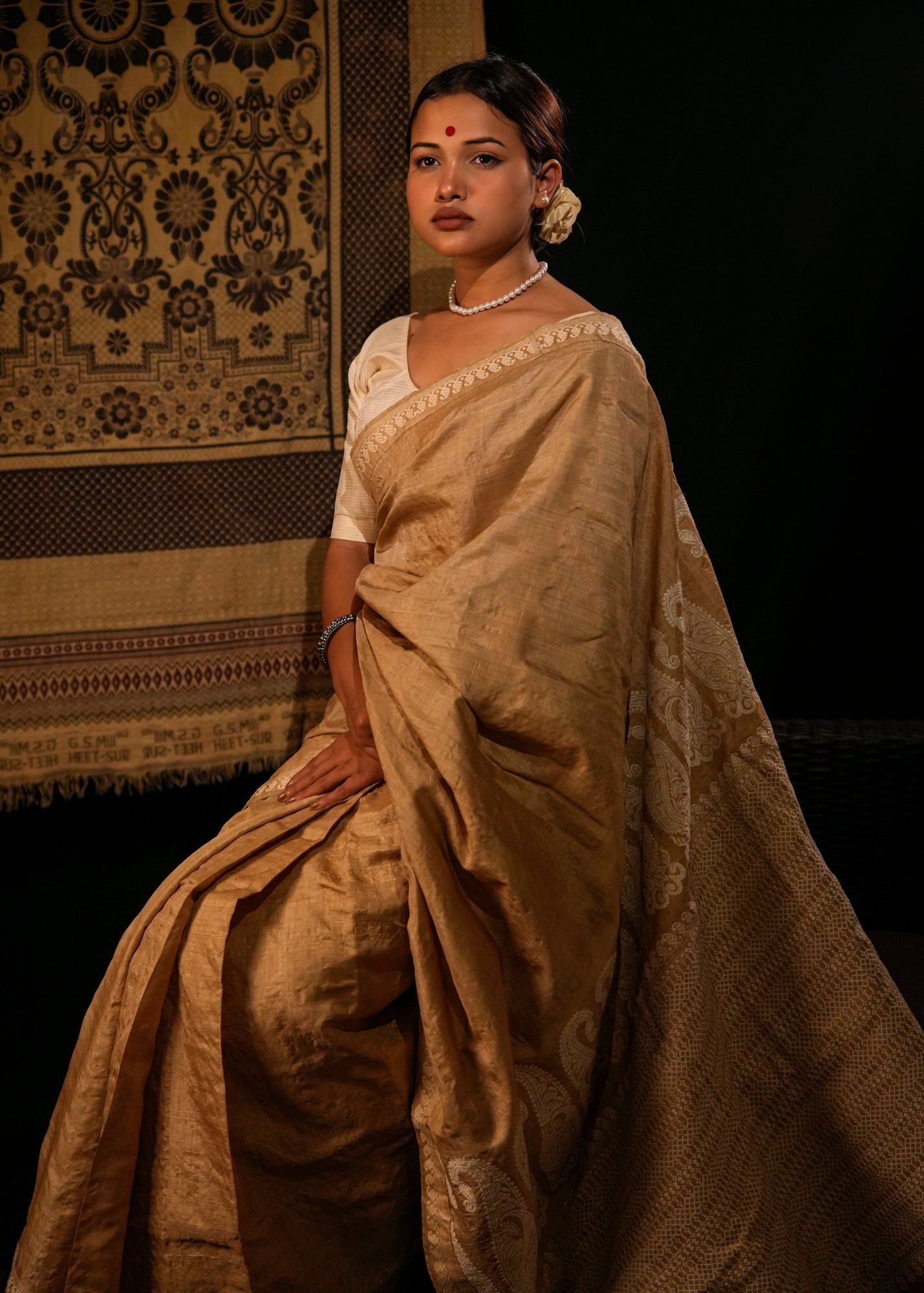 Paro | Golden Muga Silk Saree