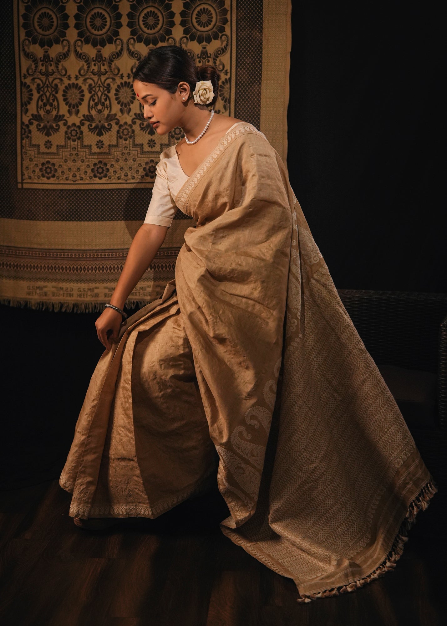 Paro | Golden Muga Silk Saree