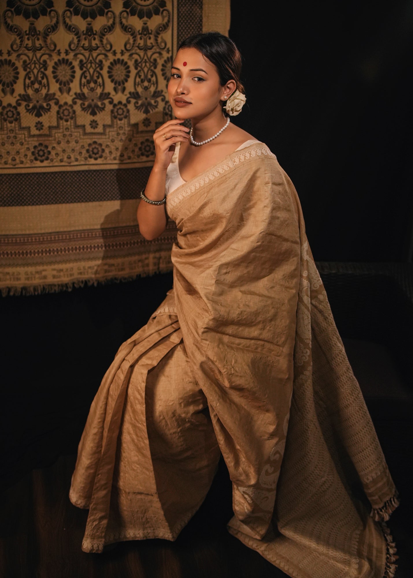 Paro | Golden Muga Silk Saree