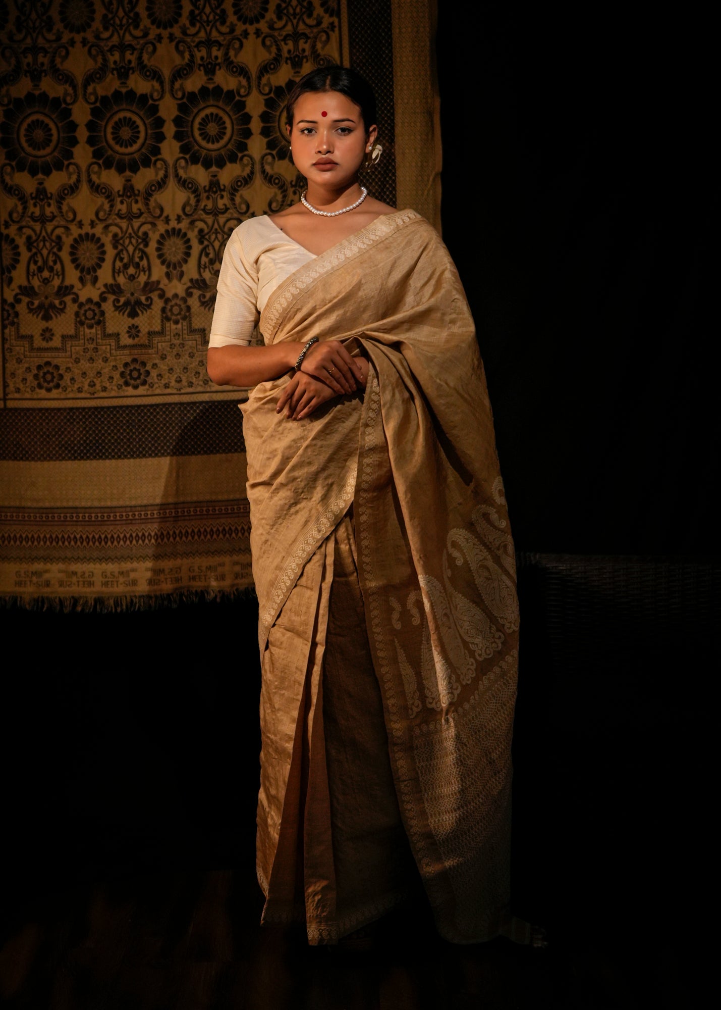 Paro | Golden Muga Silk Saree