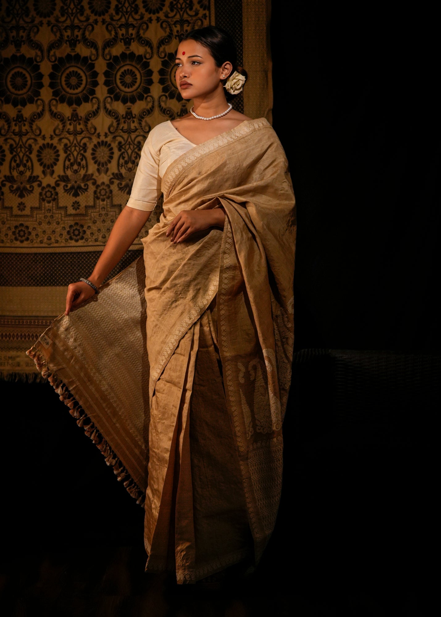 Paro | Golden Muga Silk Saree