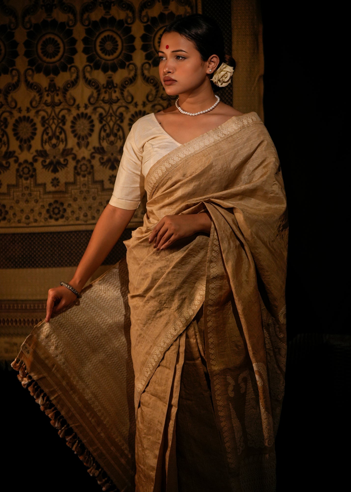 Paro | Golden Muga Silk Saree