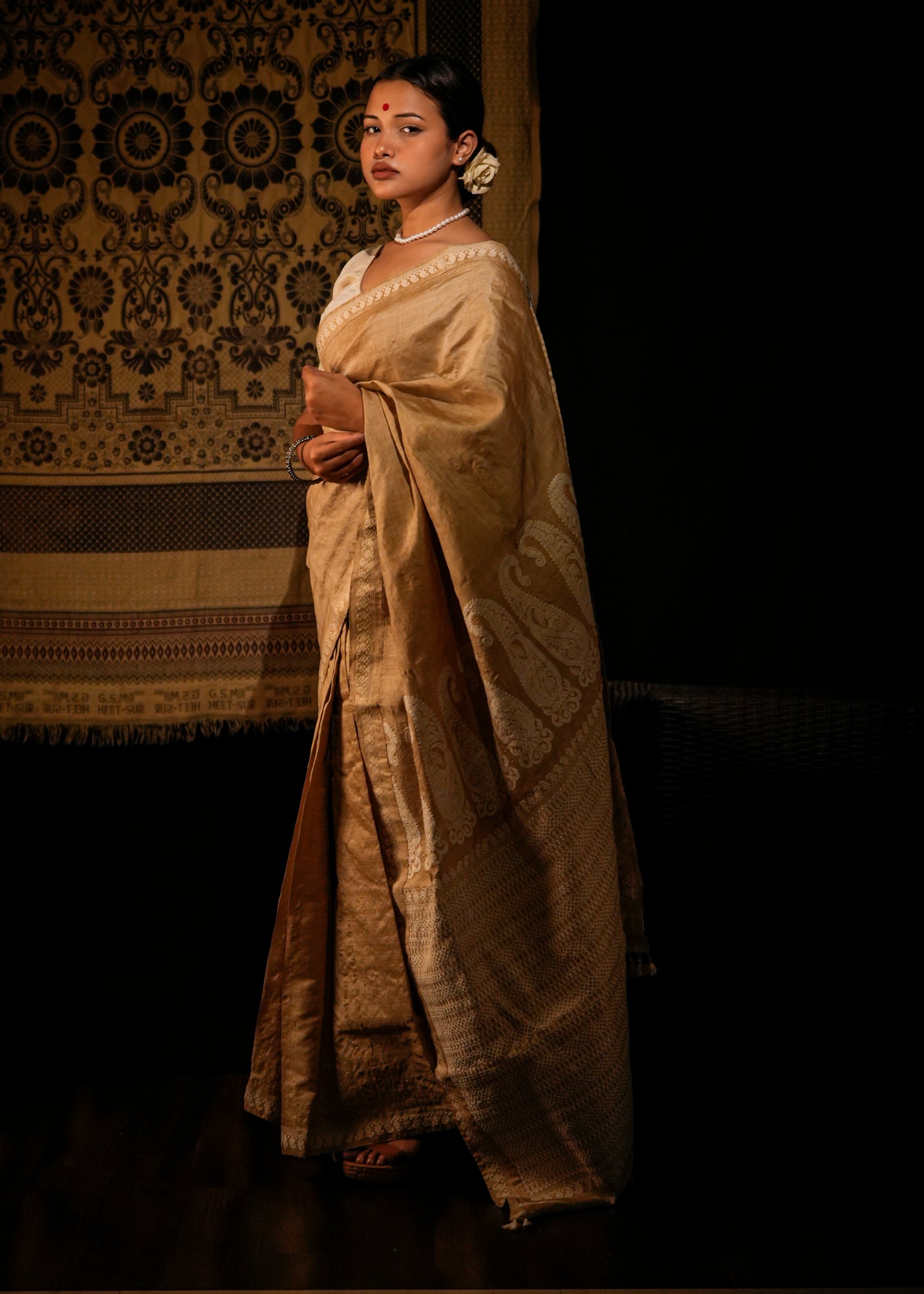 Paro | Golden Muga Silk Saree