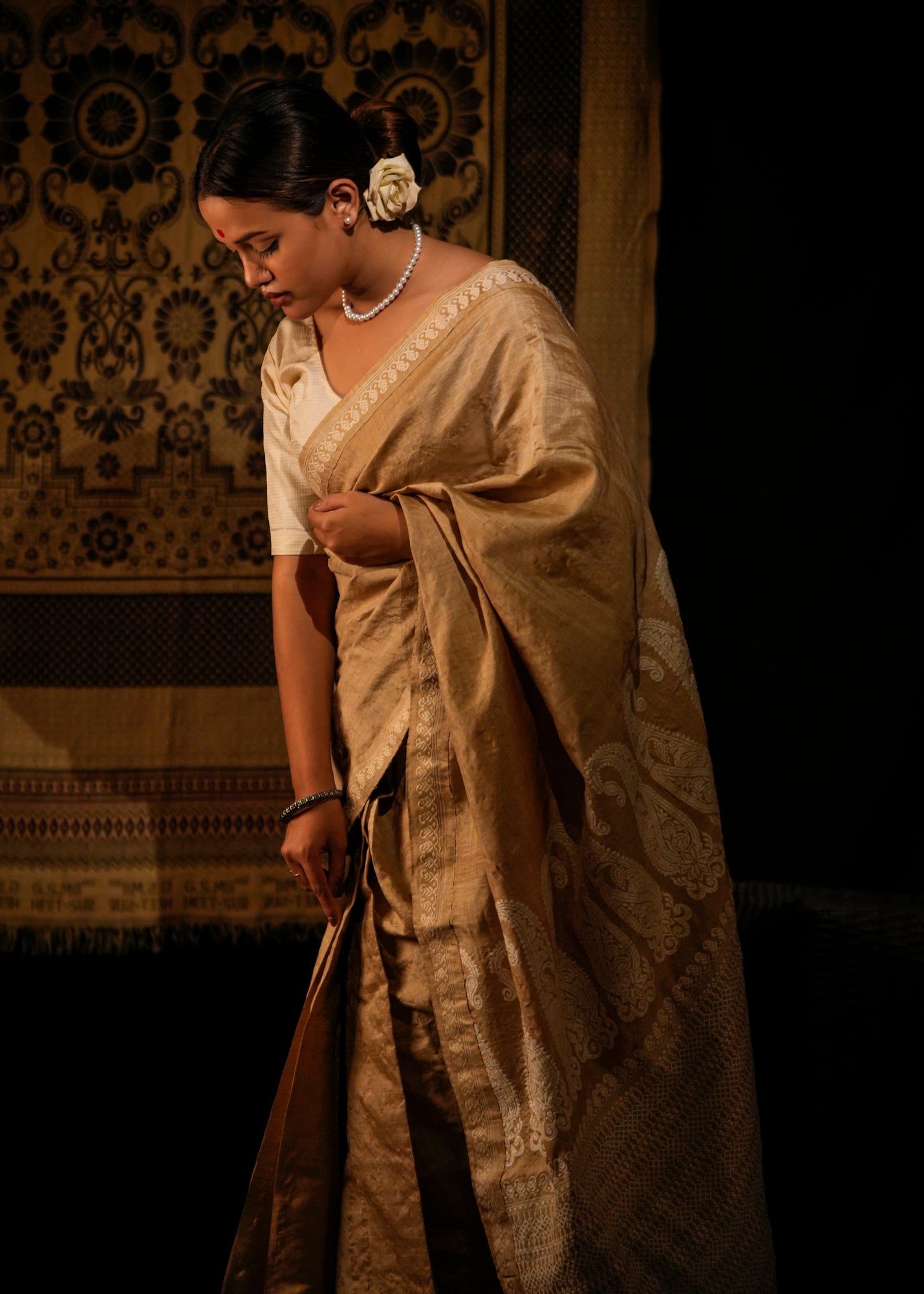 Paro | Golden Muga Silk Saree