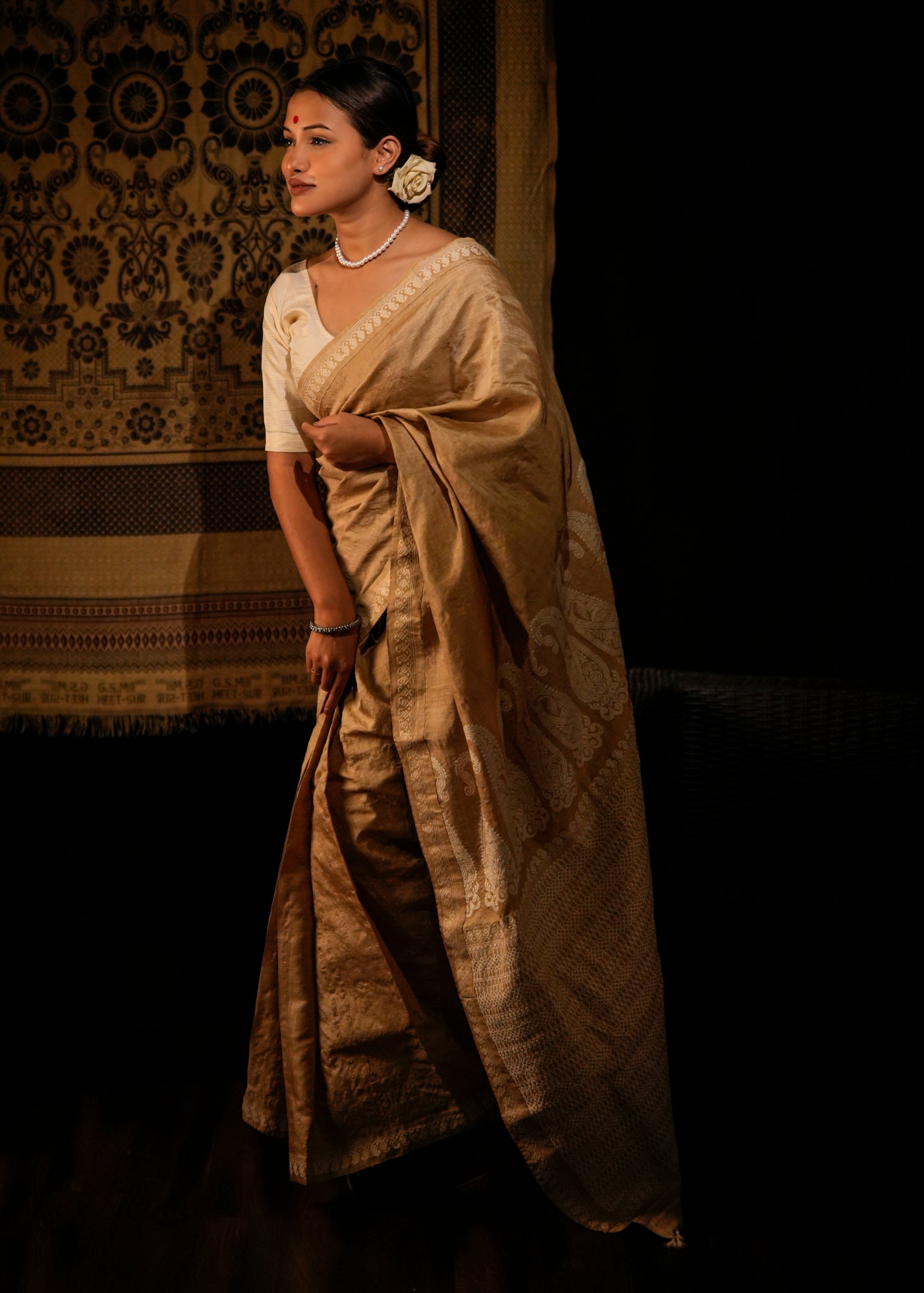 Paro | Golden Muga Silk Saree