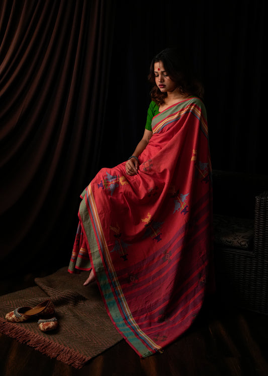 Laali | Kasuti Embroidered Handloom Pure Cotton Saree