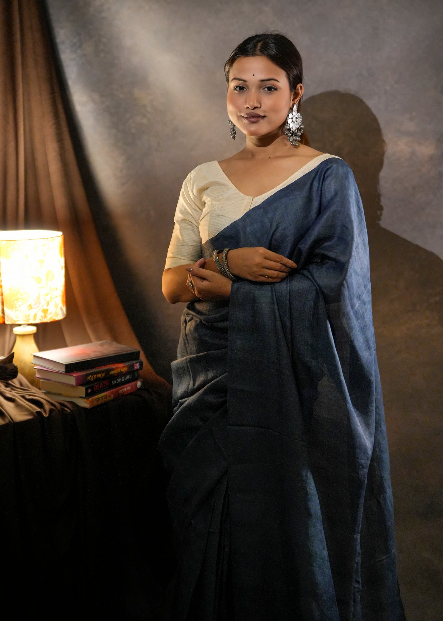 Indigo-Neel | Tussar Silk Sari