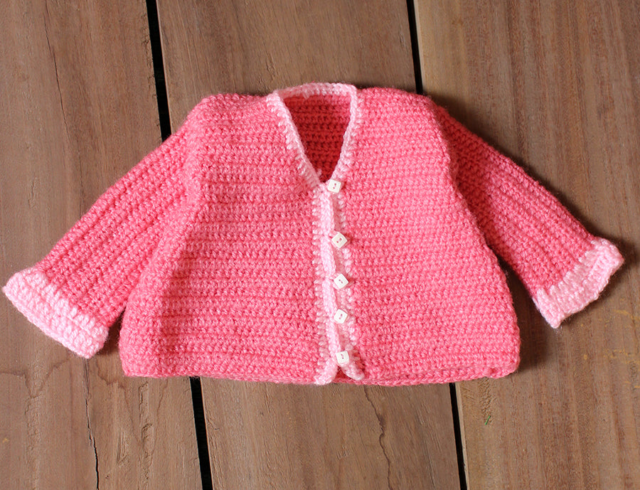 Hand Knitted Baby Woollen Pink Sweater