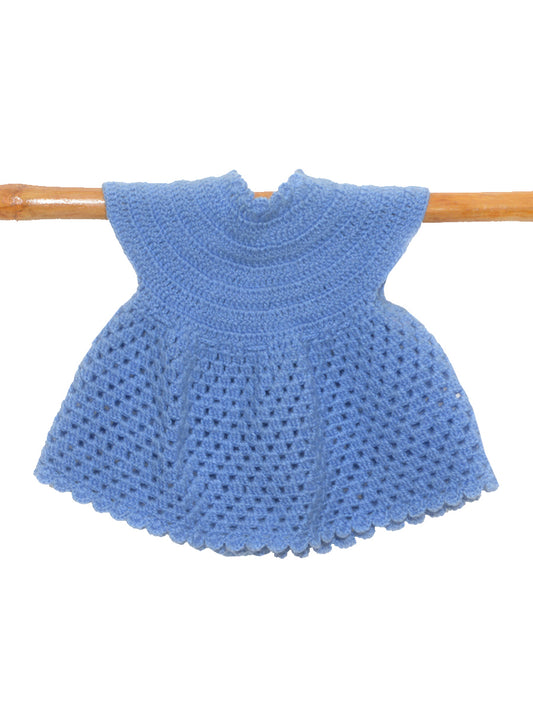 Hand Knitted Woollen Frock- Blue