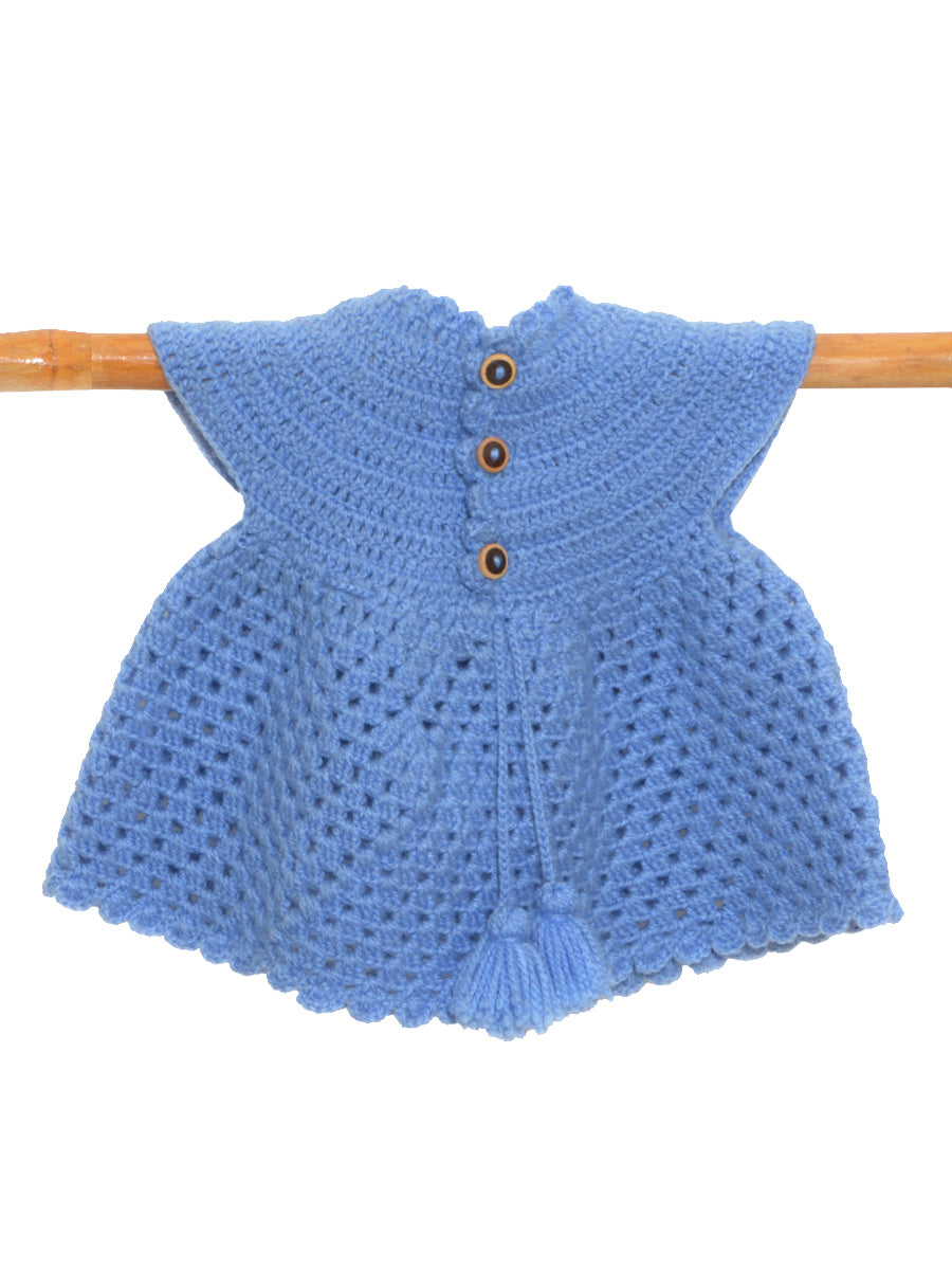 Hand Knitted Woollen Frock- Blue