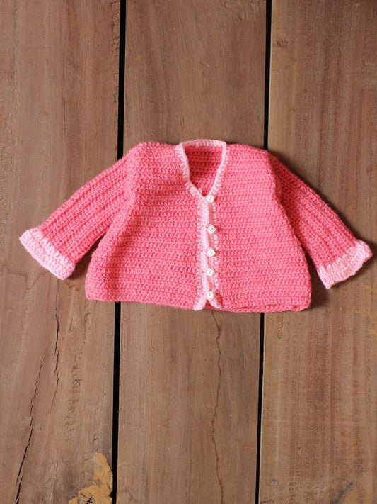 Hand Knitted Baby Woollen Pink Sweater