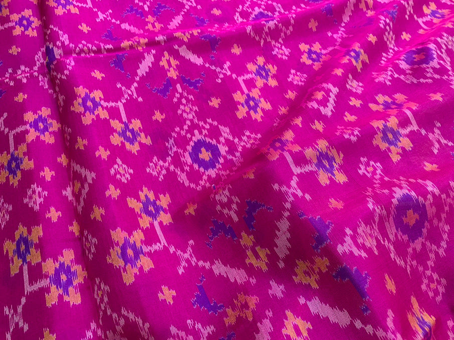 Made to order- Gujarat Patola Silk Handloom Saree Blight Pink