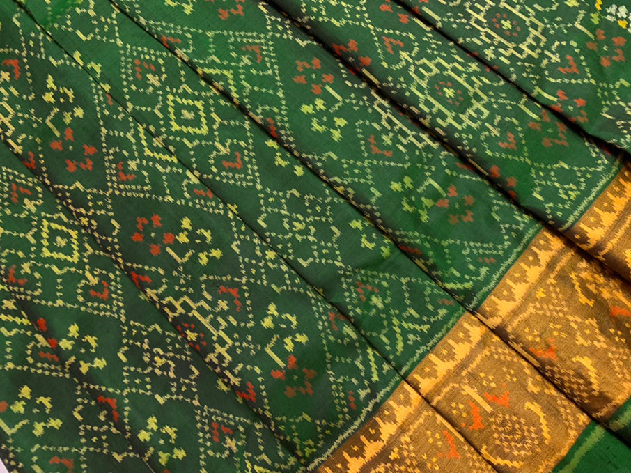 Made to order - Gujarat Patola Silk Handloom Saree Green