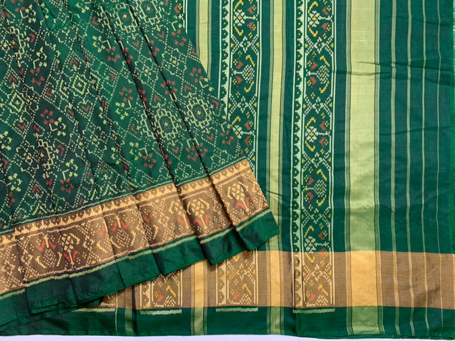 Made to order - Gujarat Patola Silk Handloom Saree Green