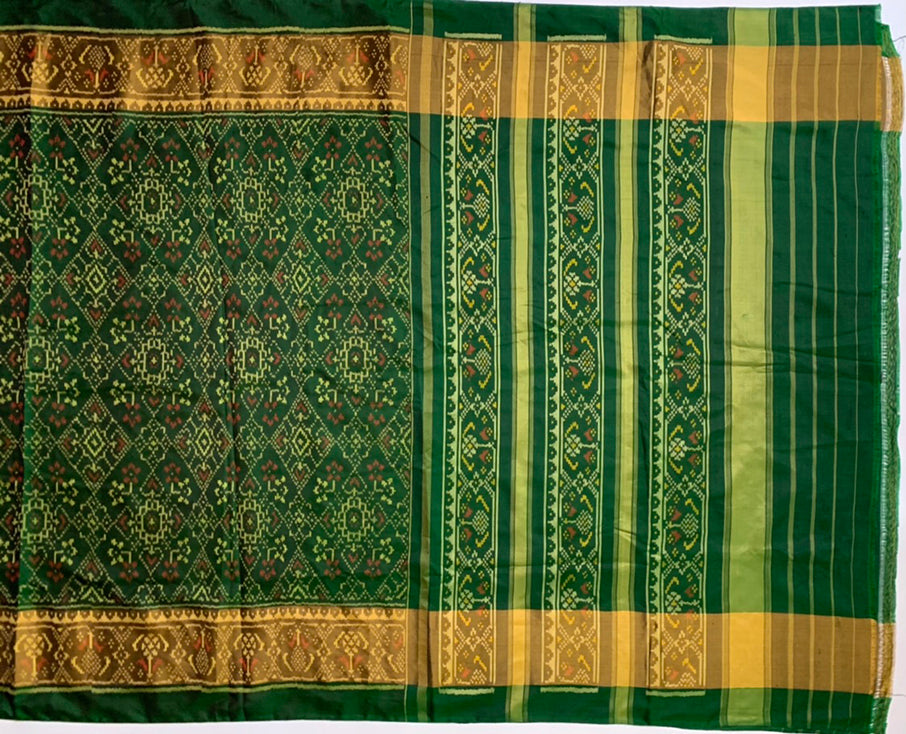 Made to order - Gujarat Patola Silk Handloom Saree Green