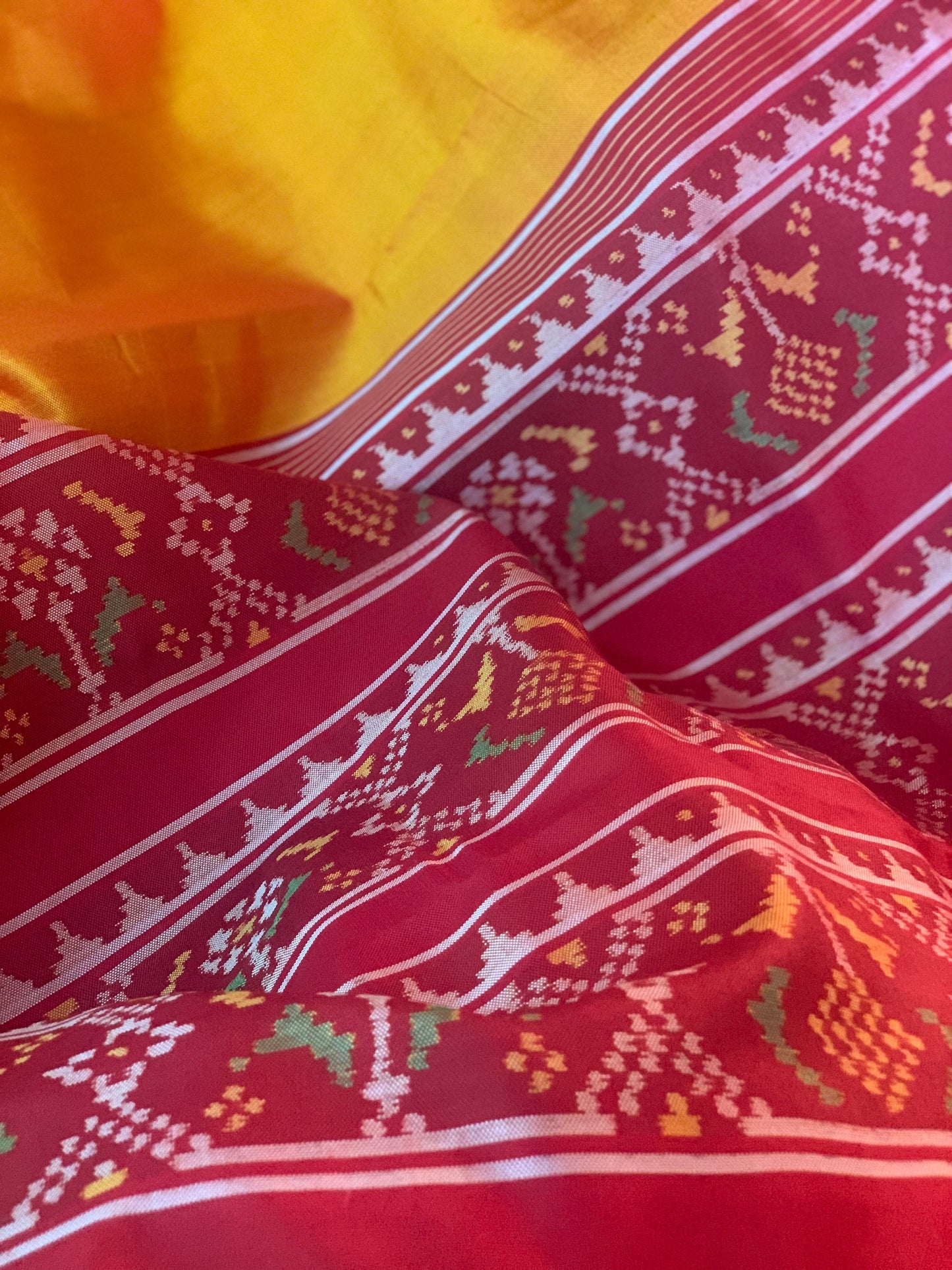 Made to order - Gujarat Patola Silk Handloom Saree Orange