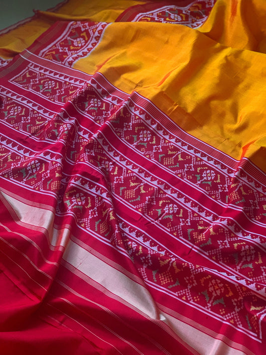 Made to order - Gujarat Patola Silk Handloom Saree Orange