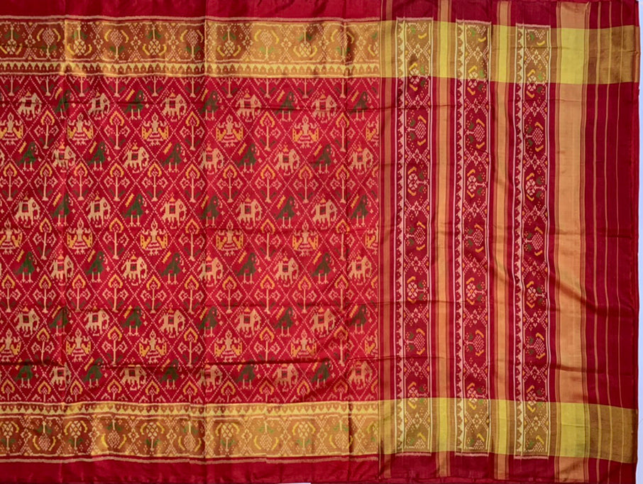 Made to order- Gujarat Patola Silk Handloom Saree Red