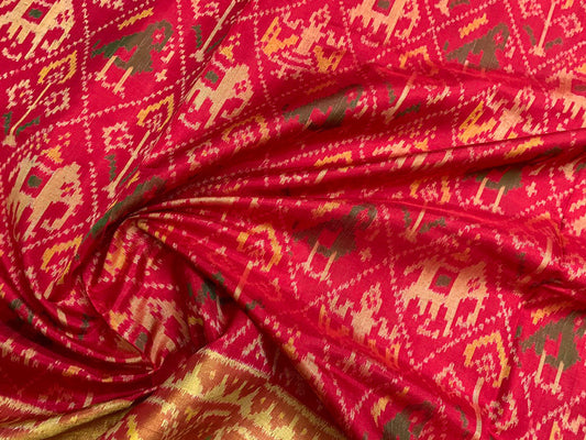 Made to order- Gujarat Patola Silk Handloom Saree Red