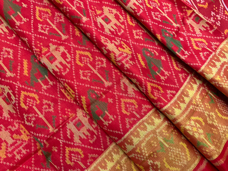 Made to order- Gujarat Patola Silk Handloom Saree Red