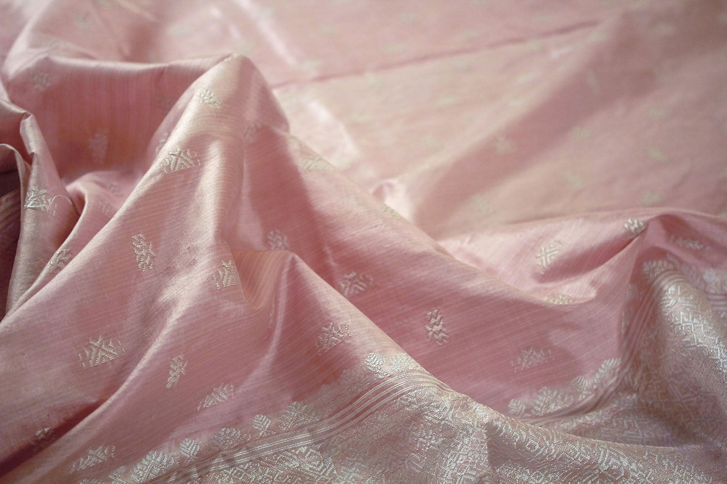 Powder Pink Natural Dyed Handloom Silk Saree