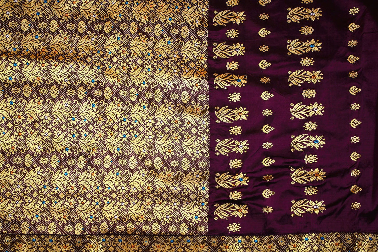 Purple Assam Pat Handloom Silk Sari