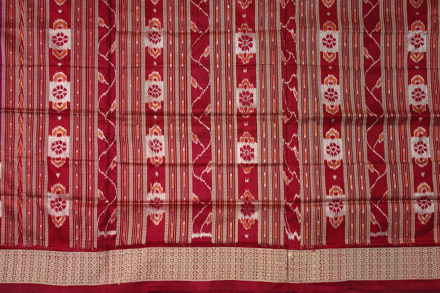 Saptapar Sambalpuri Sari en soie double ikat